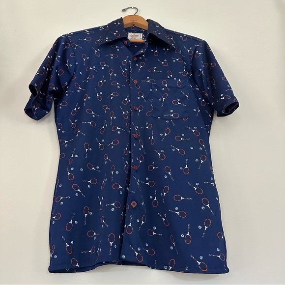 Vintage Mid 70’s Arrow Scrambler Tennis Button Down Shirt Size Medium - Picture 4 of 13